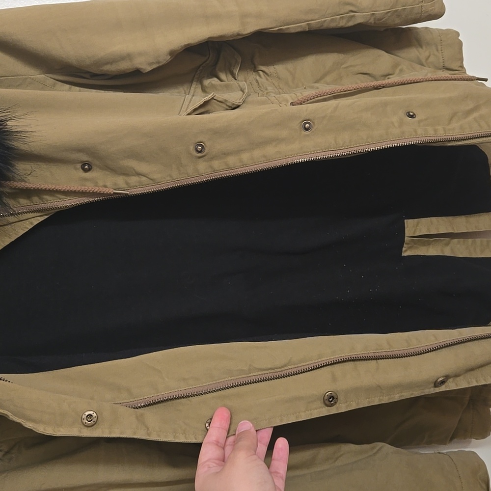 Ann Taylor LOFT Olive Faux Fur Hooded Jacket - Picture 12 of 16